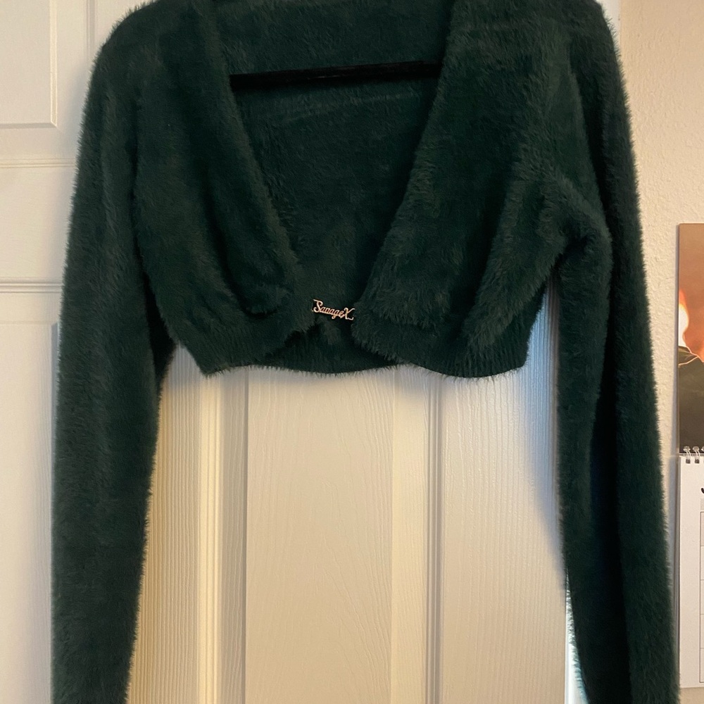 Savage X Fenty Dark Green Fuzzy Cardigan
